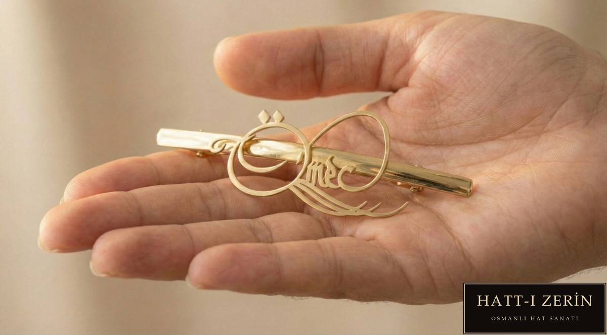 İsme özel tuğralı kravat iğnesi